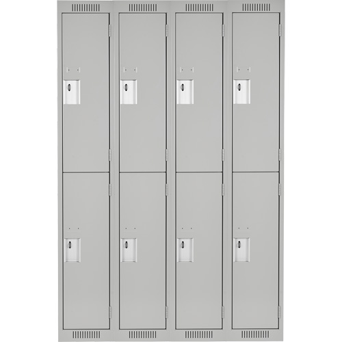 Clean Line Lockers, 2 -tier, Bank of 4, 48" x 18" x 72", Steel, Grey, Rivet (Assembled) Absolute Business Supply