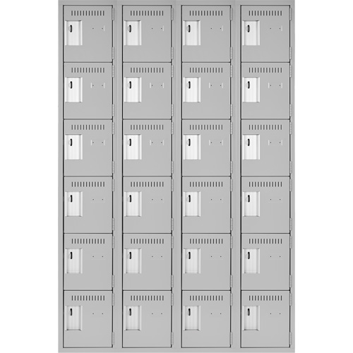 Clean Line Lockerettes, 6 -tier, Bank of 4, 48" x 18" x 72", Steel, Grey, Rivet (Assembled) Absolute Business Supply