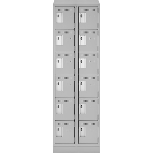 Clean Line Lockerette, 6 -tier, Bank of 2, 24" x 18" x 82", Steel, Grey, Rivet (Assembled) Absolute Business Supply