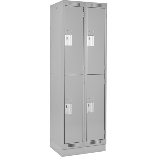 Casiers Clean Line, 2 niveaux, Bloc de 2, 24" x 18" x 76", Acier, Gris, Rivet (assembl&eacute;) Absolute Business Supply