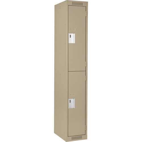 Clean Line Lockers, 2 -tier, 12" x 18" x 72", Steel, Beige, Rivet (Assembled) Absolute Business Supply
