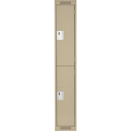 Clean Line Lockers, 2 -tier, 12" x 18" x 72", Steel, Beige, Rivet (Assembled) Absolute Business Supply
