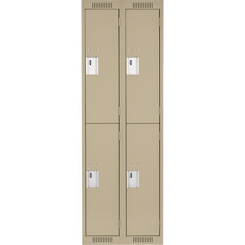 Clean Line Lockers, 2 -tier, Bank of 2, 24" x 18" x 72", Steel, Beige, Rivet (Assembled) Absolute Business Supply