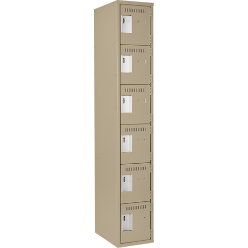 Clean Line Lockerette, 6 -tier, 12" x 18" x 72", Steel, Beige, Rivet (Assembled) Absolute Business Supply