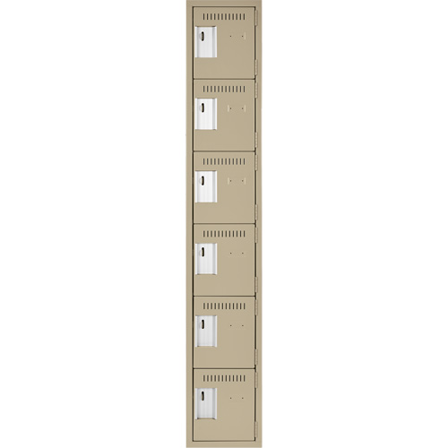 Clean Line Lockerette, 6 -tier, 12" x 18" x 72", Steel, Beige, Rivet (Assembled) Absolute Business Supply