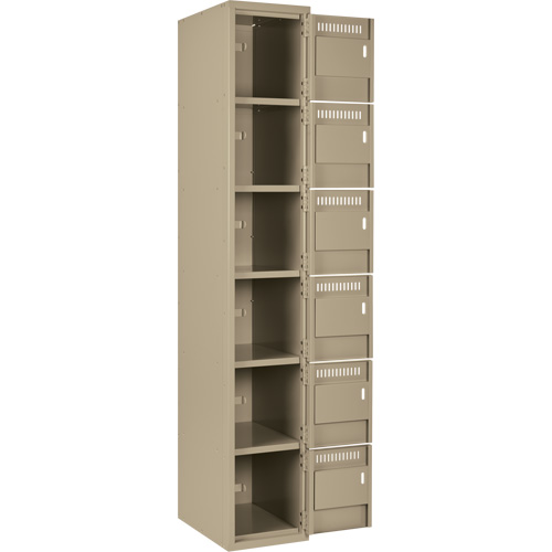 Clean Line Lockerette, 6 -tier, Bank of 3, 36" x 18" x 72", Steel, Beige, Rivet (Assembled) Absolute Business Supply