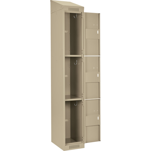 Clean Line Lockers, 3 -tier, Bank of 4, 48" x 18" x 78", Steel, Beige, Rivet (Assembled) Absolute Business Supply