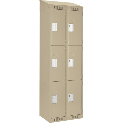 Casiers Clean Line, 3 niveaux, Bloc de 2, 24" x 18" x 78", Acier, Beige, Rivet (assembl&eacute;) Absolute Business Supply