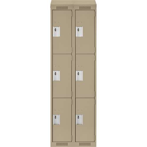 Casiers Clean Line, 3 niveaux, Bloc de 2, 24" x 18" x 78", Acier, Beige, Rivet (assembl&eacute;) Absolute Business Supply