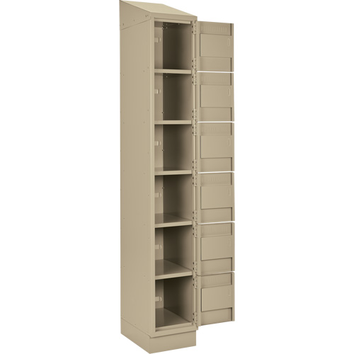 Clean Line Lockerette , 6 -tier, Bank of 4, 48" x 18" x 82", Steel, Beige, Rivet (Assembled) Absolute Business Supply
