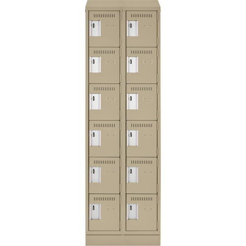 Clean Line Lockerette , 6 -tier, Bank of 2, 24" x 18" x 82", Steel, Beige, Rivet (Assembled) Absolute Business Supply