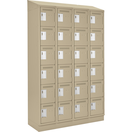 Clean Line Lockerette , 6 -tier, Bank of 4, 48" x 18" x 82", Steel, Beige, Rivet (Assembled) Absolute Business Supply