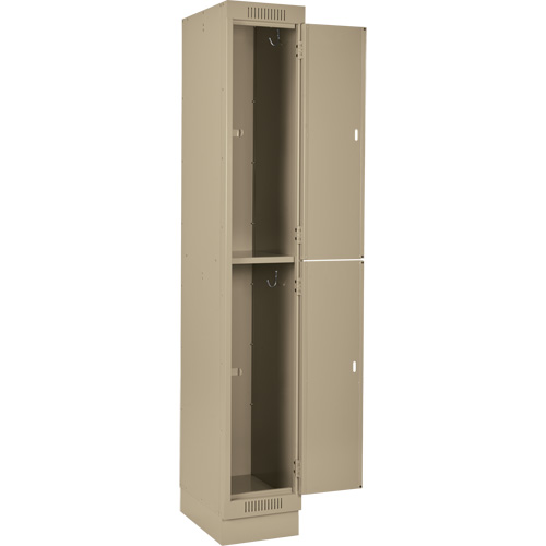Casiers Clean Line, 2 niveaux, 12" x 18" x 76", Acier, Beige, Rivet (assembl&eacute;) Absolute Business Supply