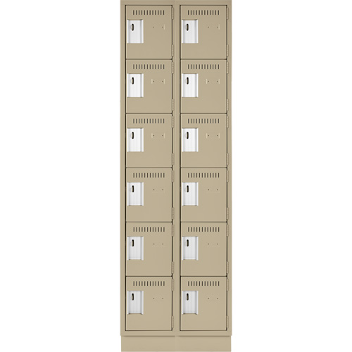 Clean Line Lockerette, 6 -tier, Bank of 2, 24" x 18" x 76", Steel, Beige, Rivet (Assembled) Absolute Business Supply