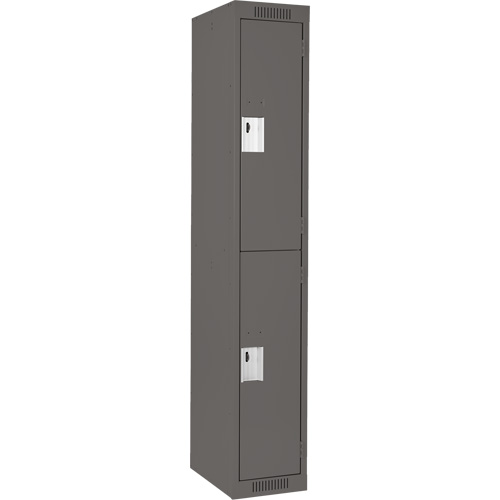 Clean Line Lockers, 2 -tier, 12" x 18" x 72", Steel, Charcoal, Rivet (Assembled) Absolute Business Supply