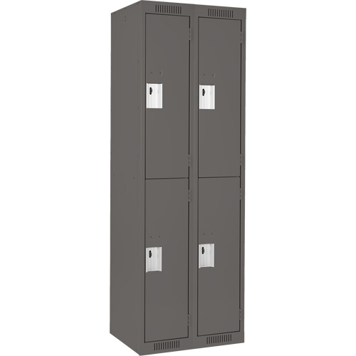 Clean Line Lockers, 2 -tier, Bank of 2, 24" x 18" x 72", Steel, Charcoal, Rivet (Assembled) Absolute Business Supply