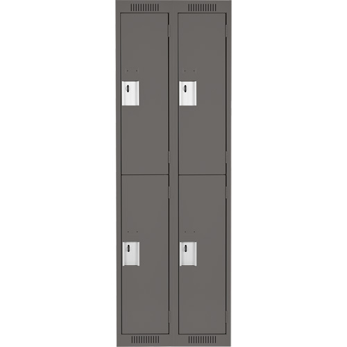 Clean Line Lockers, 2 -tier, Bank of 2, 24" x 18" x 72", Steel, Charcoal, Rivet (Assembled) Absolute Business Supply