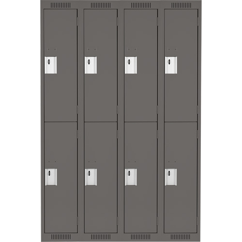 Clean Line Lockers, 2 -tier, Bank of 4, 48" x 18" x 72", Steel, Charcoal, Rivet (Assembled) Absolute Business Supply