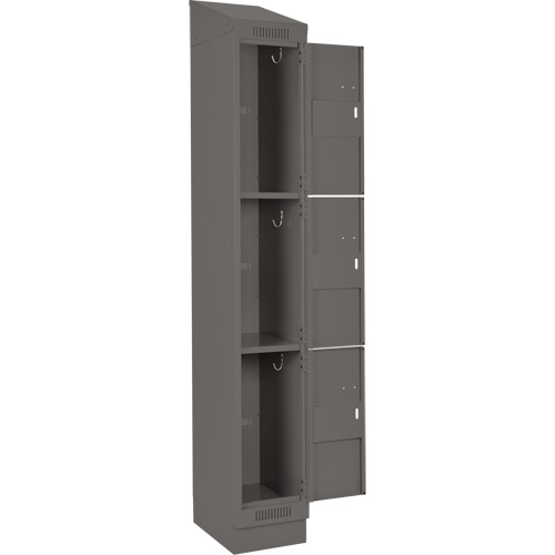 Clean Line Lockers, 3 -tier, Bank of 4, 48" x 18" x 82", Steel, Charcoal, Rivet (Assembled) Absolute Business Supply