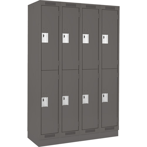 Casiers Clean Line, 2 niveaux, Bloc de 4, 48" x 18" x 76", Acier, Charbon, Rivet (assembl&eacute;) Absolute Business Supply