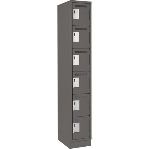 Clean Line Lockerette, 6 -tier, 12" x 18" x 76", Steel, Charcoal, Rivet (Assembled) Absolute Business Supply