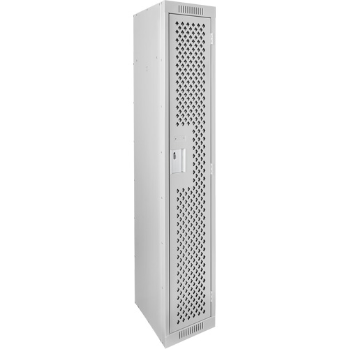 Clean Line Lockers, 12" x 15" x 72", Steel, Grey, Rivet (Assembled), Perforated Absolute Business Supply