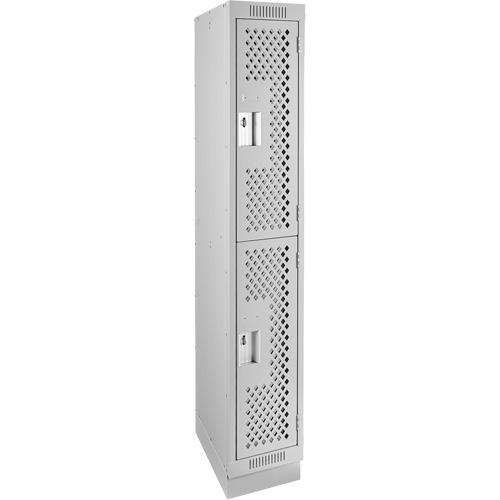 Clean Line Lockers, 2 -tier, 12" x 18" x 76", Steel, Grey, Rivet (Assembled), Perforated Absolute Business Supply