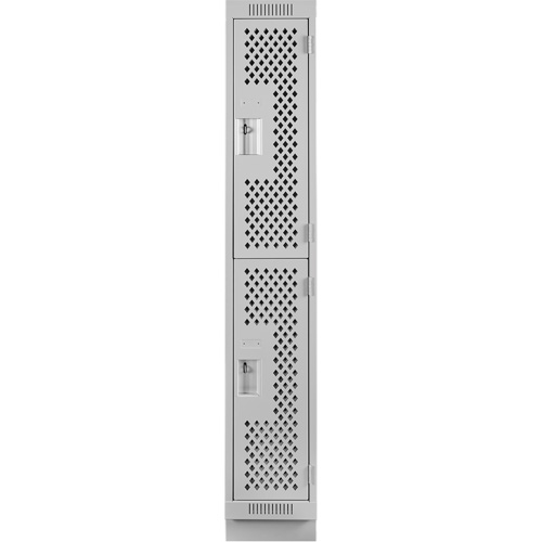 Clean Line Lockers, 2 -tier, 12" x 18" x 76", Steel, Grey, Rivet (Assembled), Perforated Absolute Business Supply