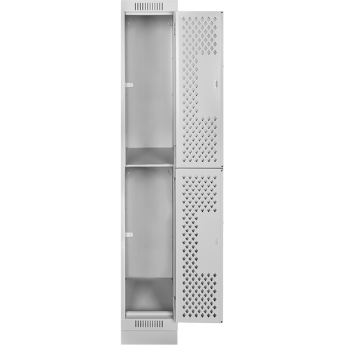 Clean Line Lockers, 2 -tier, 12" x 18" x 76", Steel, Grey, Rivet (Assembled), Perforated Absolute Business Supply