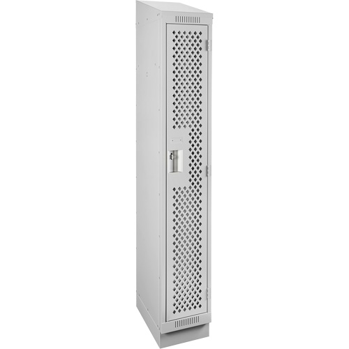 Clean Line Lockers, 12" x 15" x 82", Steel, Grey, Rivet (Assembled), Perforated Absolute Business Supply