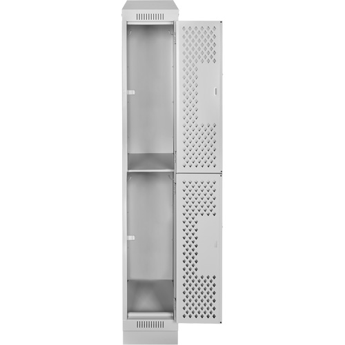 Clean Line Lockers, 2 -tier, 12" x 15" x 82", Steel, Grey, Rivet (Assembled), Perforated Absolute Business Supply
