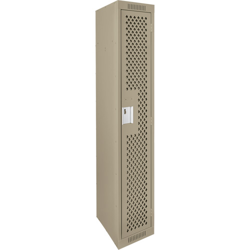 Clean Line Lockers, 12" x 15" x 72", Steel, Beige, Rivet (Assembled), Perforated Absolute Business Supply
