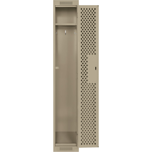 Clean Line Lockers, 12" x 15" x 72", Steel, Beige, Rivet (Assembled), Perforated Absolute Business Supply