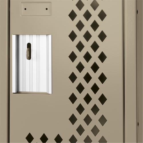 Clean Line Lockers, 3 -tier, 12" x 18" x 82", Steel, Beige, Rivet (Assembled), Perforated Absolute Business Supply