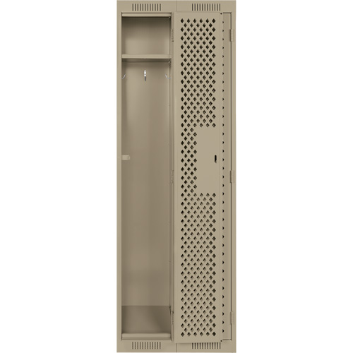 Clean Line Lockers, Bank of 2, 24" x 12" x 72", Steel, Beige, Rivet (Assembled), Perforated Absolute Business Supply