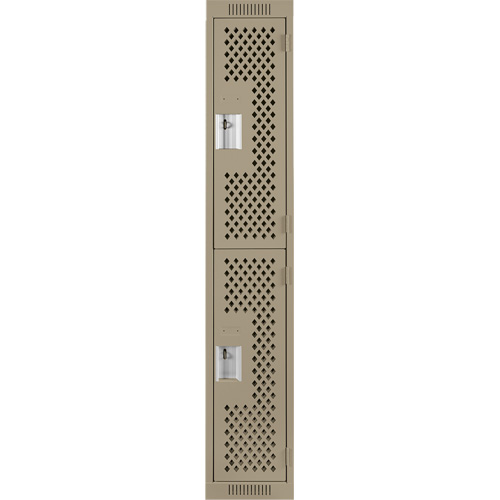 Casiers Clean Line, 2 niveaux, 12" x 15" x 72", Acier, Beige, Rivet (assembl&eacute;), Perfor&eacute; Absolute Business Supply