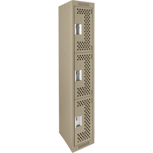 Casiers Clean Line, 3 niveaux, 12" x 12" x 72", Acier, Beige, Rivet (assembl&eacute;), Perfor&eacute; Absolute Business Supply