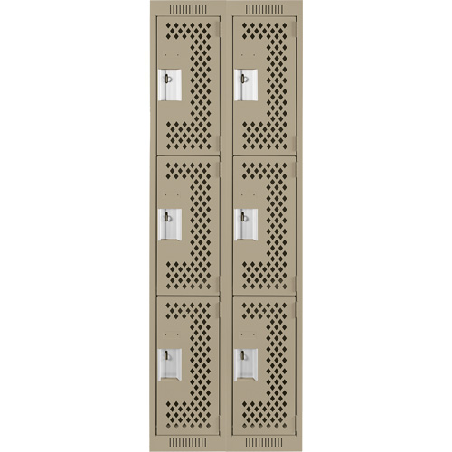 Casiers Clean Line, 3 niveaux, Bloc de 2, 24" x 12" x 72", Acier, Beige, Rivet (assembl&eacute;), Perfor&eacute; Absolute Business Supply