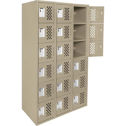Petits casiers &eacute;conomiques assembl&eacute;s et perfor&eacute;s Clean Line, 6 niveaux, Bloc de 3, 18" x 72" x 12", Acier Absolute Business Supply