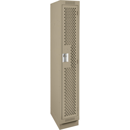Clean Line Lockers, 12" x 12" x 76", Steel, Beige, Rivet (Assembled), Perforated Absolute Business Supply