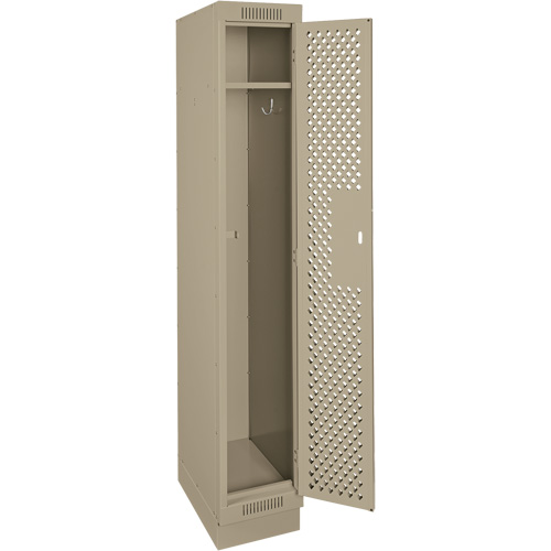 Clean Line Lockers, 12" x 12" x 76", Steel, Beige, Rivet (Assembled), Perforated Absolute Business Supply