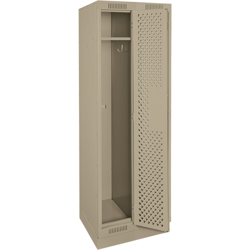 Clean Line Lockers, Bank of 2, 24" x 12" x 76", Steel, Beige, Rivet (Assembled), Perforated Absolute Business Supply