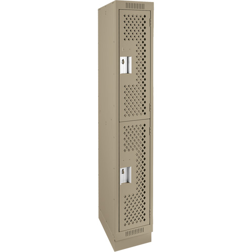 Casiers Clean Line, 2 niveaux, 12" x 12" x 76", Acier, Beige, Rivet (assembl&eacute;), Perfor&eacute; Absolute Business Supply