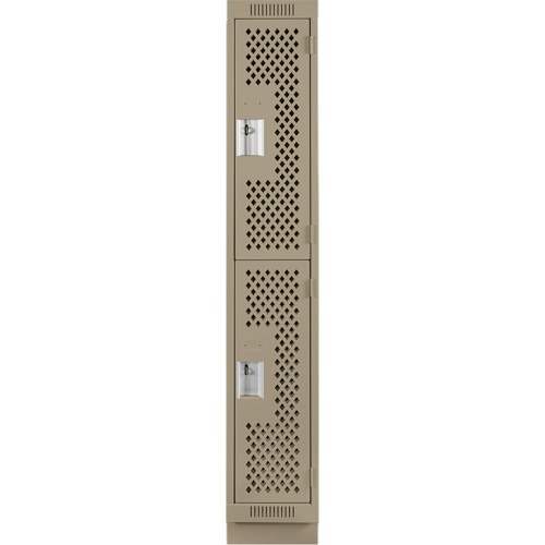 Casiers Clean Line, 2 niveaux, 12" x 12" x 76", Acier, Beige, Rivet (assembl&eacute;), Perfor&eacute; Absolute Business Supply