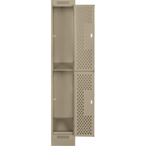 Casiers Clean Line, 2 niveaux, 12" x 12" x 76", Acier, Beige, Rivet (assembl&eacute;), Perfor&eacute; Absolute Business Supply
