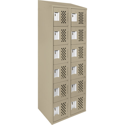 Assembled Lockerettes Clean Line Perforated Economy Lockers, 6 -tier, Bank of 2, 18" x 72" x 12", Steel Absolute Business Supply