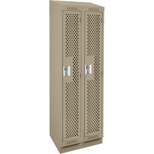 Clean Line Lockers, Bank of 2, 24" x 15" x 82", Steel, Beige, Rivet (Assembled), Perforated Absolute Business Supply