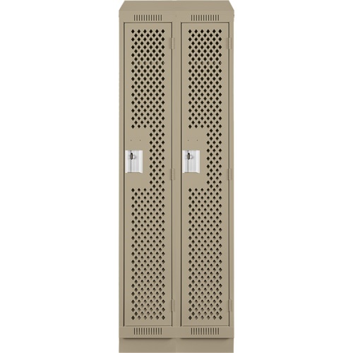Clean Line Lockers, Bank of 2, 24" x 15" x 82", Steel, Beige, Rivet (Assembled), Perforated Absolute Business Supply