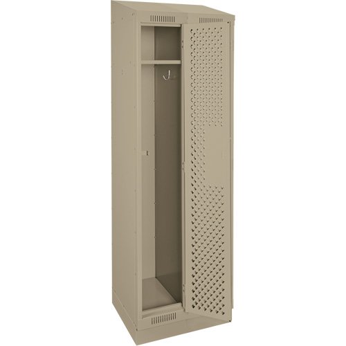 Clean Line Lockers, Bank of 2, 24" x 15" x 82", Steel, Beige, Rivet (Assembled), Perforated Absolute Business Supply