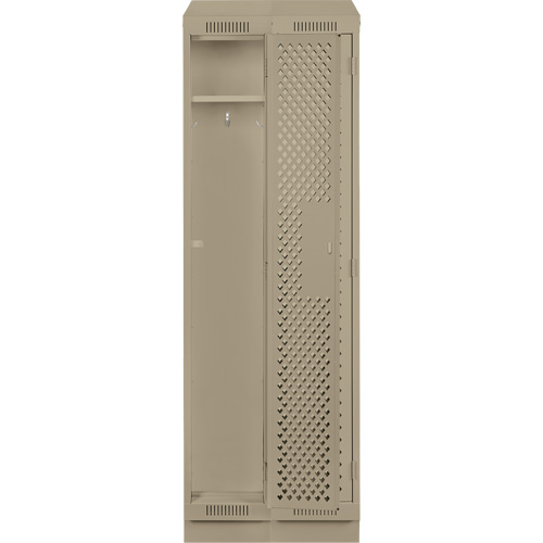 Clean Line Lockers, Bank of 2, 24" x 15" x 82", Steel, Beige, Rivet (Assembled), Perforated Absolute Business Supply